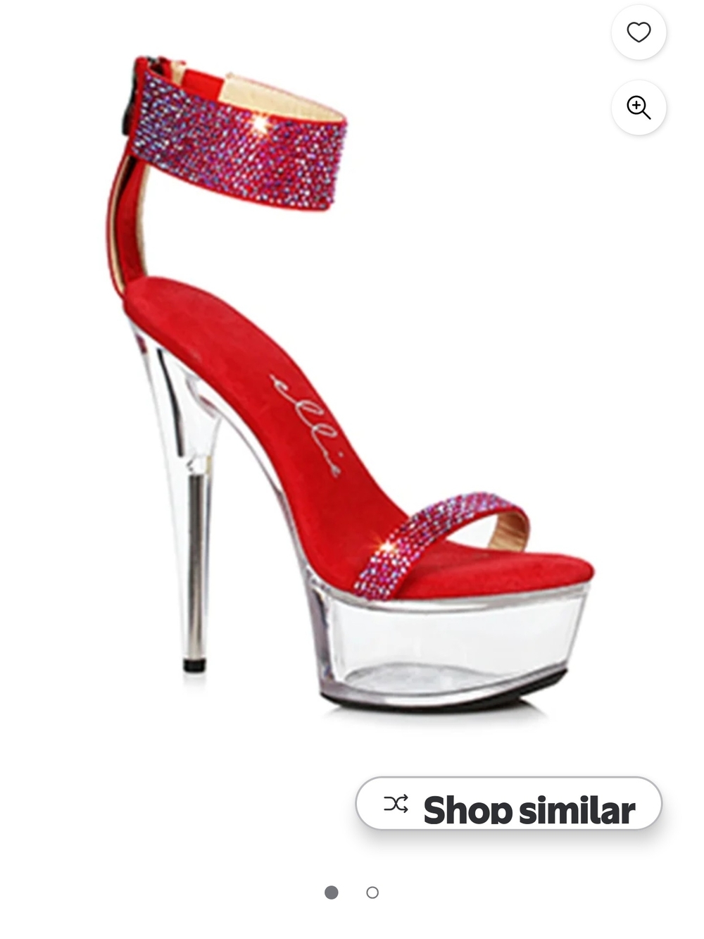 Red & Sequin Rhinestone Stripper, Dancer Shoes. Ellie